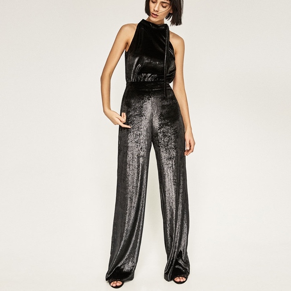 black velvet jumpsuit zara